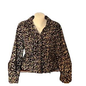 Christopher & Banks Black Multicolor Design Corduroy Shirt